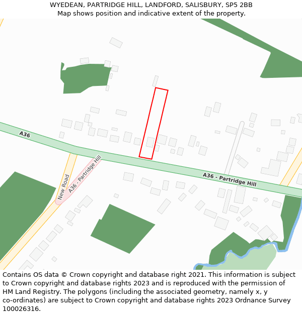 WYEDEAN, PARTRIDGE HILL, LANDFORD, SALISBURY, SP5 2BB: Location map and indicative extent of plot