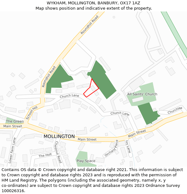 WYKHAM, MOLLINGTON, BANBURY, OX17 1AZ: Location map and indicative extent of plot