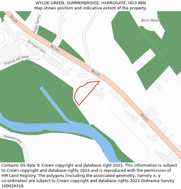 WYLDE GREEN, SUMMERBRIDGE, HARROGATE, HG3 4BN: Location map and indicative extent of plot