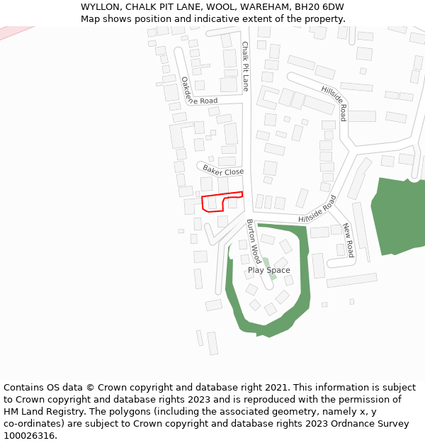 WYLLON, CHALK PIT LANE, WOOL, WAREHAM, BH20 6DW: Location map and indicative extent of plot