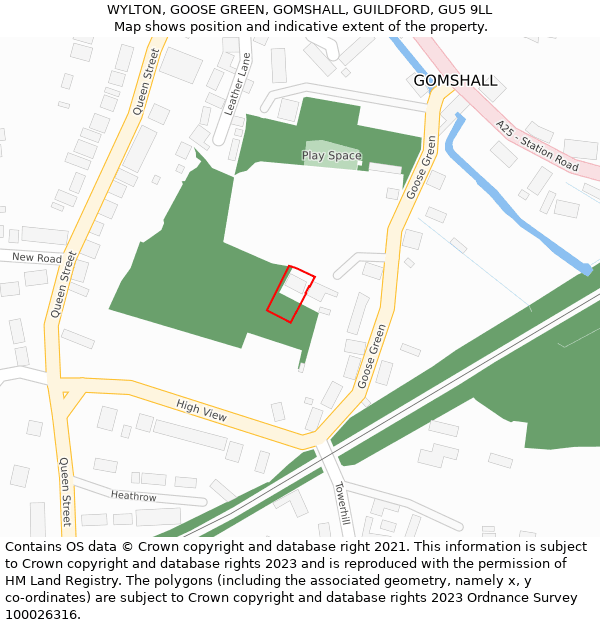 WYLTON, GOOSE GREEN, GOMSHALL, GUILDFORD, GU5 9LL: Location map and indicative extent of plot