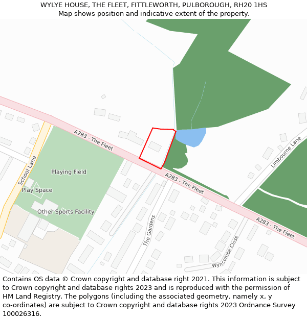 WYLYE HOUSE, THE FLEET, FITTLEWORTH, PULBOROUGH, RH20 1HS: Location map and indicative extent of plot