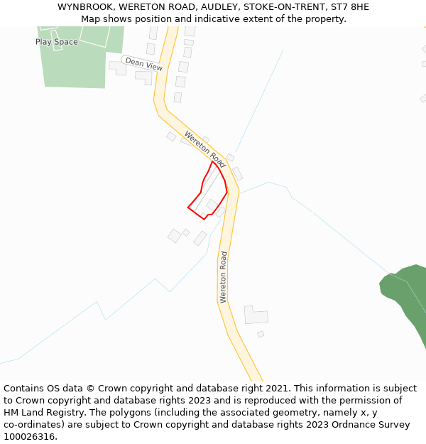 WYNBROOK, WERETON ROAD, AUDLEY, STOKE-ON-TRENT, ST7 8HE: Location map and indicative extent of plot