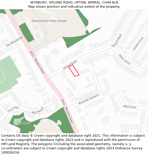 WYNBURY, UPLAND ROAD, UPTON, WIRRAL, CH49 6LN: Location map and indicative extent of plot