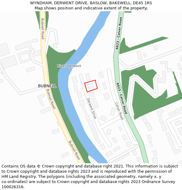 WYNDHAM, DERWENT DRIVE, BASLOW, BAKEWELL, DE45 1RS: Location map and indicative extent of plot