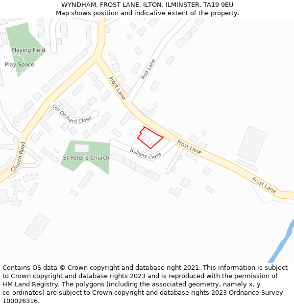 WYNDHAM, FROST LANE, ILTON, ILMINSTER, TA19 9EU: Location map and indicative extent of plot