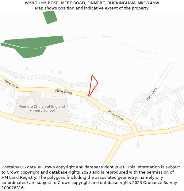 WYNDHAM ROSE, MERE ROAD, FINMERE, BUCKINGHAM, MK18 4AW: Location map and indicative extent of plot