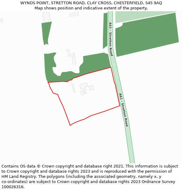 WYNDS POINT, STRETTON ROAD, CLAY CROSS, CHESTERFIELD, S45 9AQ: Location map and indicative extent of plot