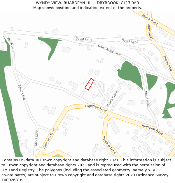 WYNDY VIEW, RUARDEAN HILL, DRYBROOK, GL17 9AR: Location map and indicative extent of plot