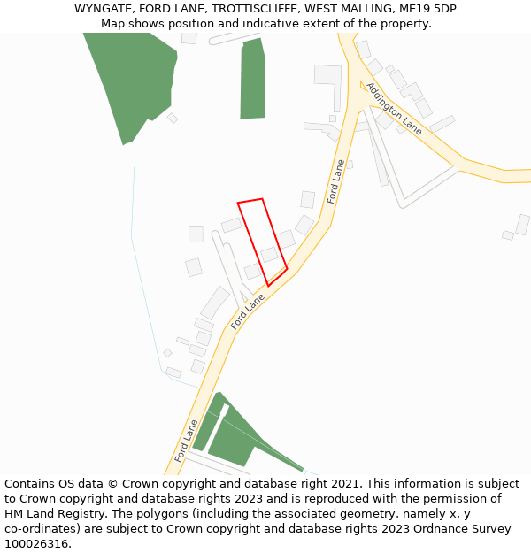 WYNGATE, FORD LANE, TROTTISCLIFFE, WEST MALLING, ME19 5DP: Location map and indicative extent of plot