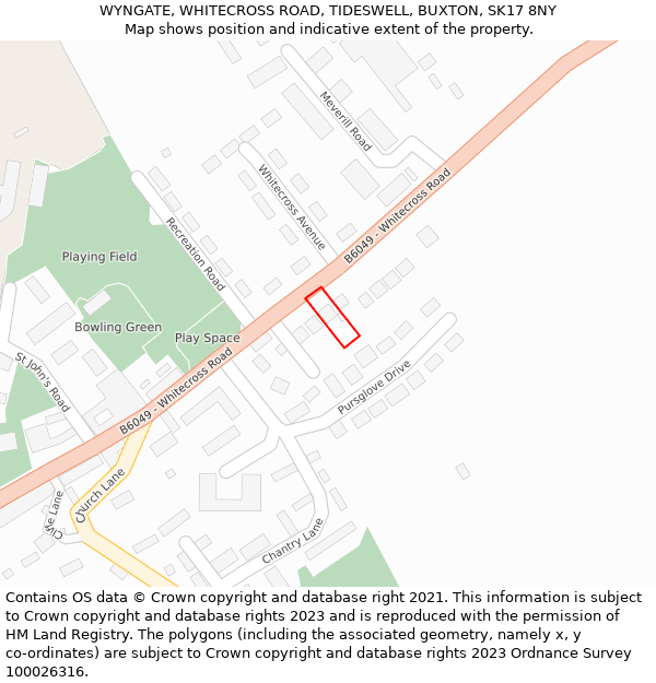 WYNGATE, WHITECROSS ROAD, TIDESWELL, BUXTON, SK17 8NY: Location map and indicative extent of plot