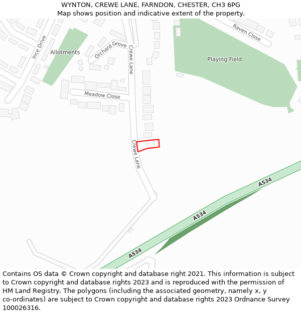 WYNTON, CREWE LANE, FARNDON, CHESTER, CH3 6PG: Location map and indicative extent of plot