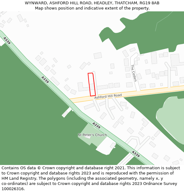 WYNWARD, ASHFORD HILL ROAD, HEADLEY, THATCHAM, RG19 8AB: Location map and indicative extent of plot