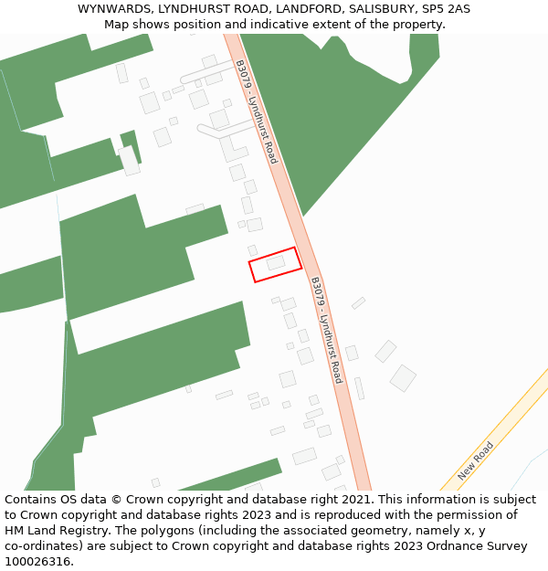 WYNWARDS, LYNDHURST ROAD, LANDFORD, SALISBURY, SP5 2AS: Location map and indicative extent of plot