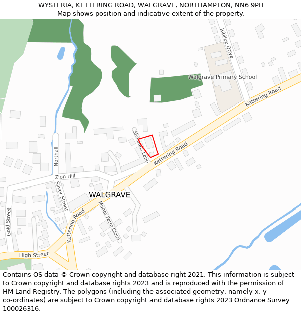 WYSTERIA, KETTERING ROAD, WALGRAVE, NORTHAMPTON, NN6 9PH: Location map and indicative extent of plot