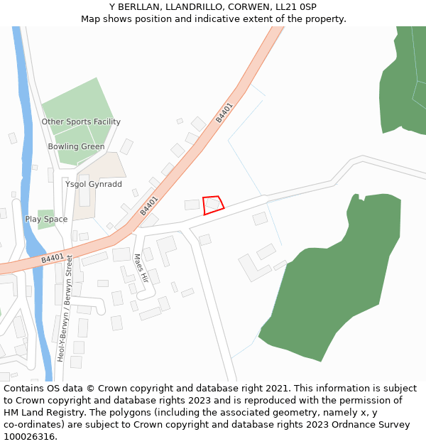 Y BERLLAN, LLANDRILLO, CORWEN, LL21 0SP: Location map and indicative extent of plot