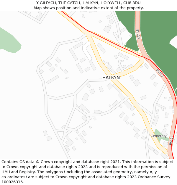 Y GILFACH, THE CATCH, HALKYN, HOLYWELL, CH8 8DU: Location map and indicative extent of plot