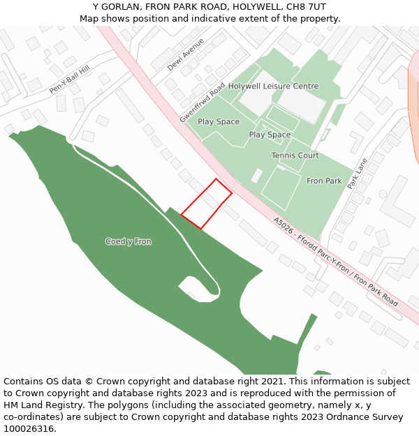 Y GORLAN, FRON PARK ROAD, HOLYWELL, CH8 7UT: Location map and indicative extent of plot