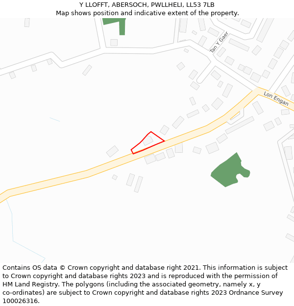 Y LLOFFT, ABERSOCH, PWLLHELI, LL53 7LB: Location map and indicative extent of plot