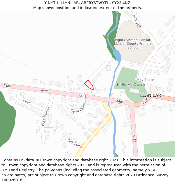 Y NYTH, LLANILAR, ABERYSTWYTH, SY23 4NZ: Location map and indicative extent of plot