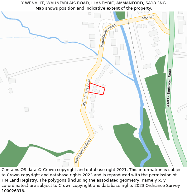 Y WENALLT, WAUNFARLAIS ROAD, LLANDYBIE, AMMANFORD, SA18 3NG: Location map and indicative extent of plot