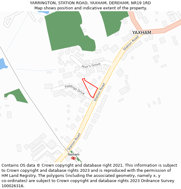 YARRINGTON, STATION ROAD, YAXHAM, DEREHAM, NR19 1RD: Location map and indicative extent of plot