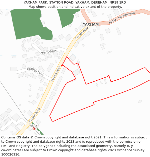 YAXHAM PARK, STATION ROAD, YAXHAM, DEREHAM, NR19 1RD: Location map and indicative extent of plot