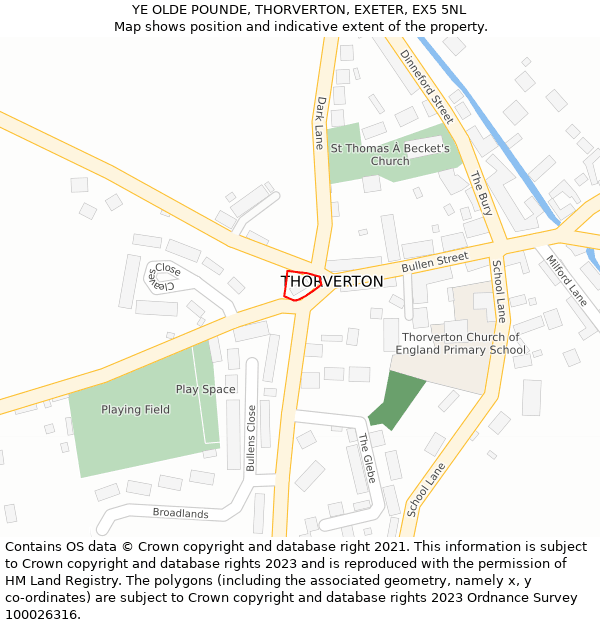 YE OLDE POUNDE, THORVERTON, EXETER, EX5 5NL: Location map and indicative extent of plot