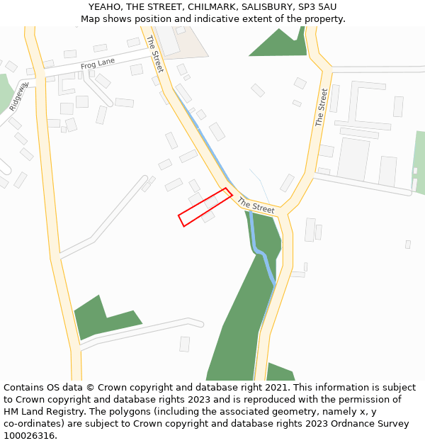 YEAHO, THE STREET, CHILMARK, SALISBURY, SP3 5AU: Location map and indicative extent of plot