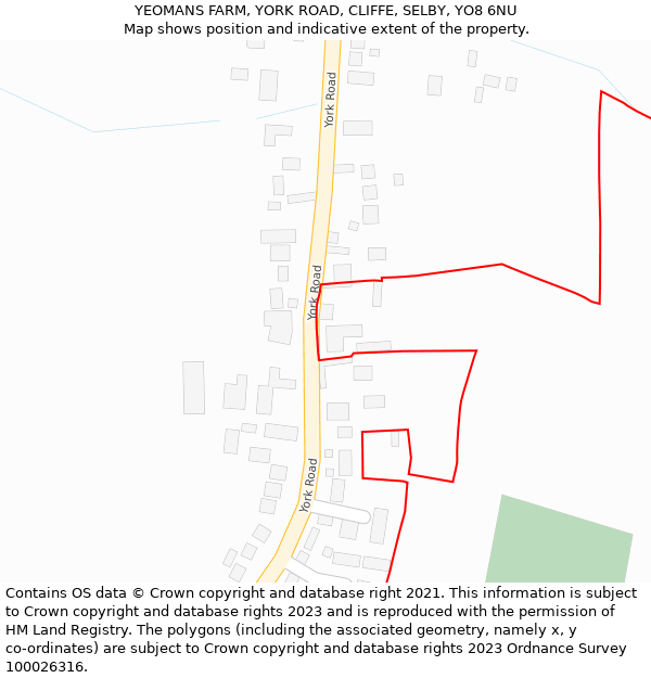 YEOMANS FARM, YORK ROAD, CLIFFE, SELBY, YO8 6NU: Location map and indicative extent of plot