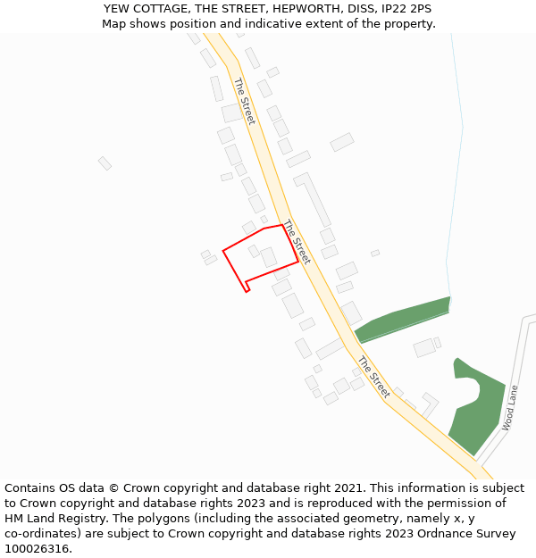 YEW COTTAGE, THE STREET, HEPWORTH, DISS, IP22 2PS: Location map and indicative extent of plot