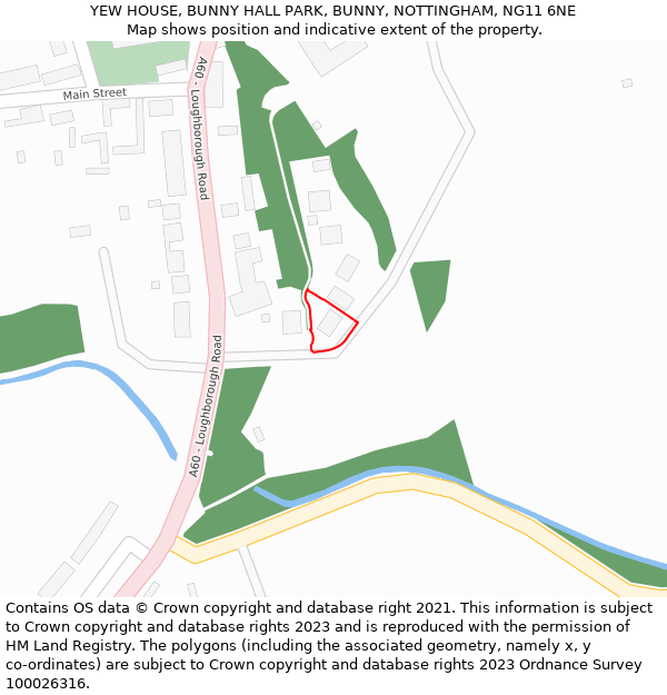 YEW HOUSE, BUNNY HALL PARK, BUNNY, NOTTINGHAM, NG11 6NE: Location map and indicative extent of plot