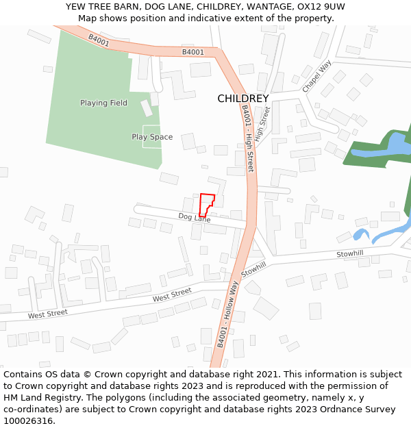 YEW TREE BARN, DOG LANE, CHILDREY, WANTAGE, OX12 9UW: Location map and indicative extent of plot