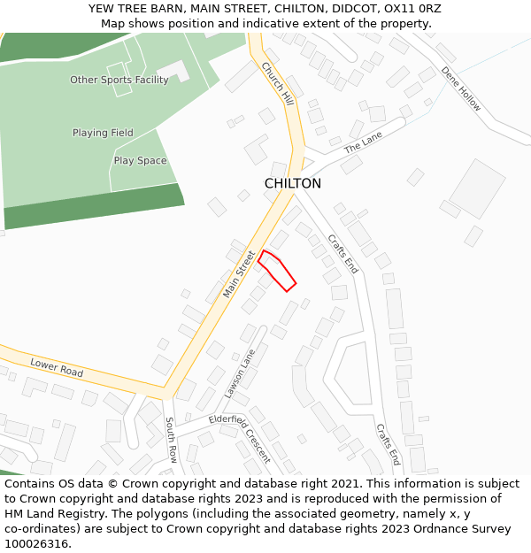 YEW TREE BARN, MAIN STREET, CHILTON, DIDCOT, OX11 0RZ: Location map and indicative extent of plot
