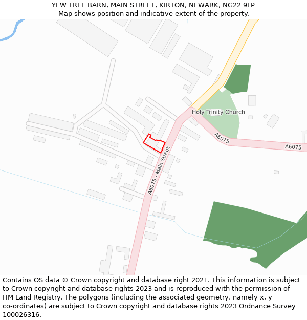 YEW TREE BARN, MAIN STREET, KIRTON, NEWARK, NG22 9LP: Location map and indicative extent of plot