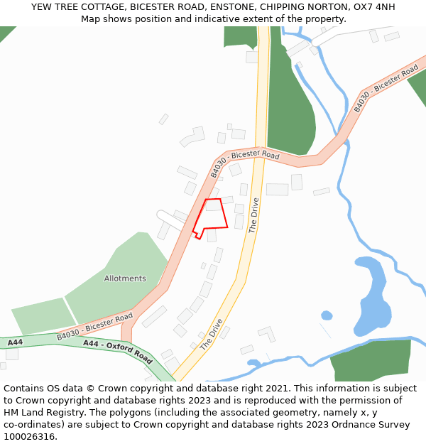 YEW TREE COTTAGE, BICESTER ROAD, ENSTONE, CHIPPING NORTON, OX7 4NH: Location map and indicative extent of plot