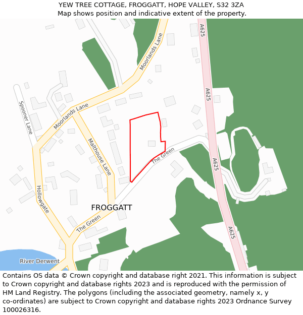 YEW TREE COTTAGE, FROGGATT, HOPE VALLEY, S32 3ZA: Location map and indicative extent of plot