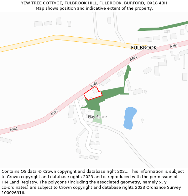 YEW TREE COTTAGE, FULBROOK HILL, FULBROOK, BURFORD, OX18 4BH: Location map and indicative extent of plot