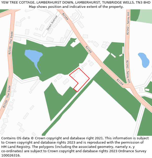 YEW TREE COTTAGE, LAMBERHURST DOWN, LAMBERHURST, TUNBRIDGE WELLS, TN3 8HD: Location map and indicative extent of plot