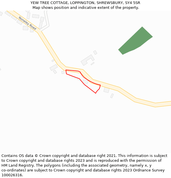 YEW TREE COTTAGE, LOPPINGTON, SHREWSBURY, SY4 5SR: Location map and indicative extent of plot