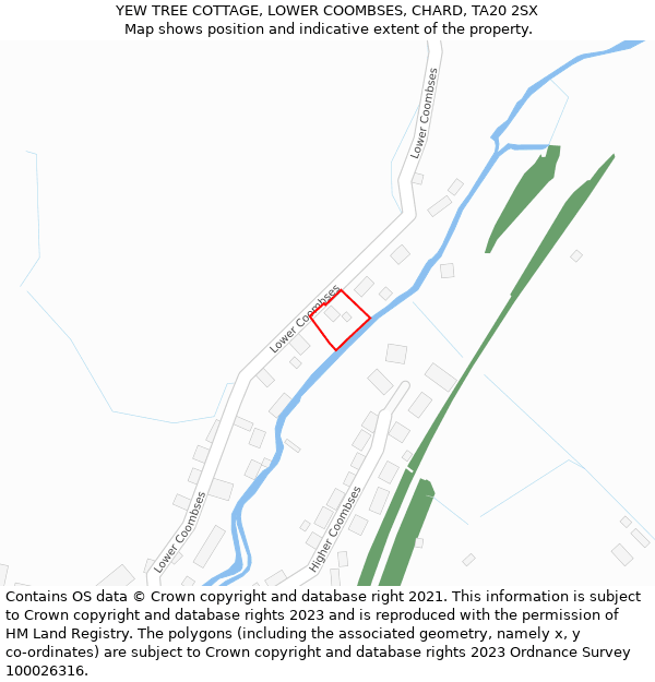 YEW TREE COTTAGE, LOWER COOMBSES, CHARD, TA20 2SX: Location map and indicative extent of plot