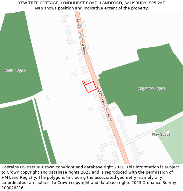 YEW TREE COTTAGE, LYNDHURST ROAD, LANDFORD, SALISBURY, SP5 2AF: Location map and indicative extent of plot