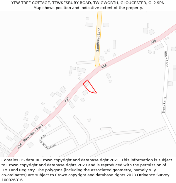 YEW TREE COTTAGE, TEWKESBURY ROAD, TWIGWORTH, GLOUCESTER, GL2 9PN: Location map and indicative extent of plot