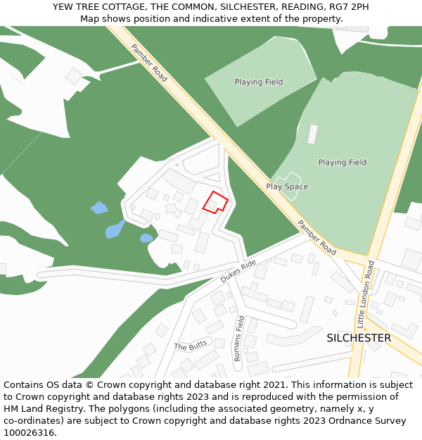YEW TREE COTTAGE, THE COMMON, SILCHESTER, READING, RG7 2PH: Location map and indicative extent of plot