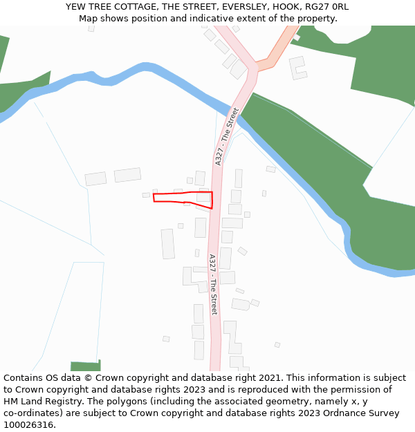 YEW TREE COTTAGE, THE STREET, EVERSLEY, HOOK, RG27 0RL: Location map and indicative extent of plot