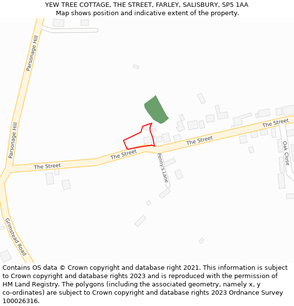 YEW TREE COTTAGE, THE STREET, FARLEY, SALISBURY, SP5 1AA: Location map and indicative extent of plot