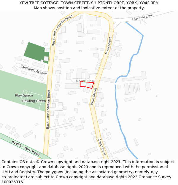 YEW TREE COTTAGE, TOWN STREET, SHIPTONTHORPE, YORK, YO43 3PA: Location map and indicative extent of plot