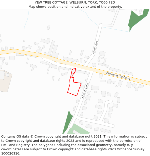 YEW TREE COTTAGE, WELBURN, YORK, YO60 7ED: Location map and indicative extent of plot