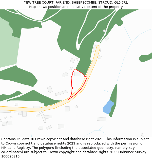 YEW TREE COURT, FAR END, SHEEPSCOMBE, STROUD, GL6 7RL: Location map and indicative extent of plot