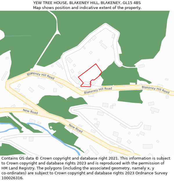 YEW TREE HOUSE, BLAKENEY HILL, BLAKENEY, GL15 4BS: Location map and indicative extent of plot